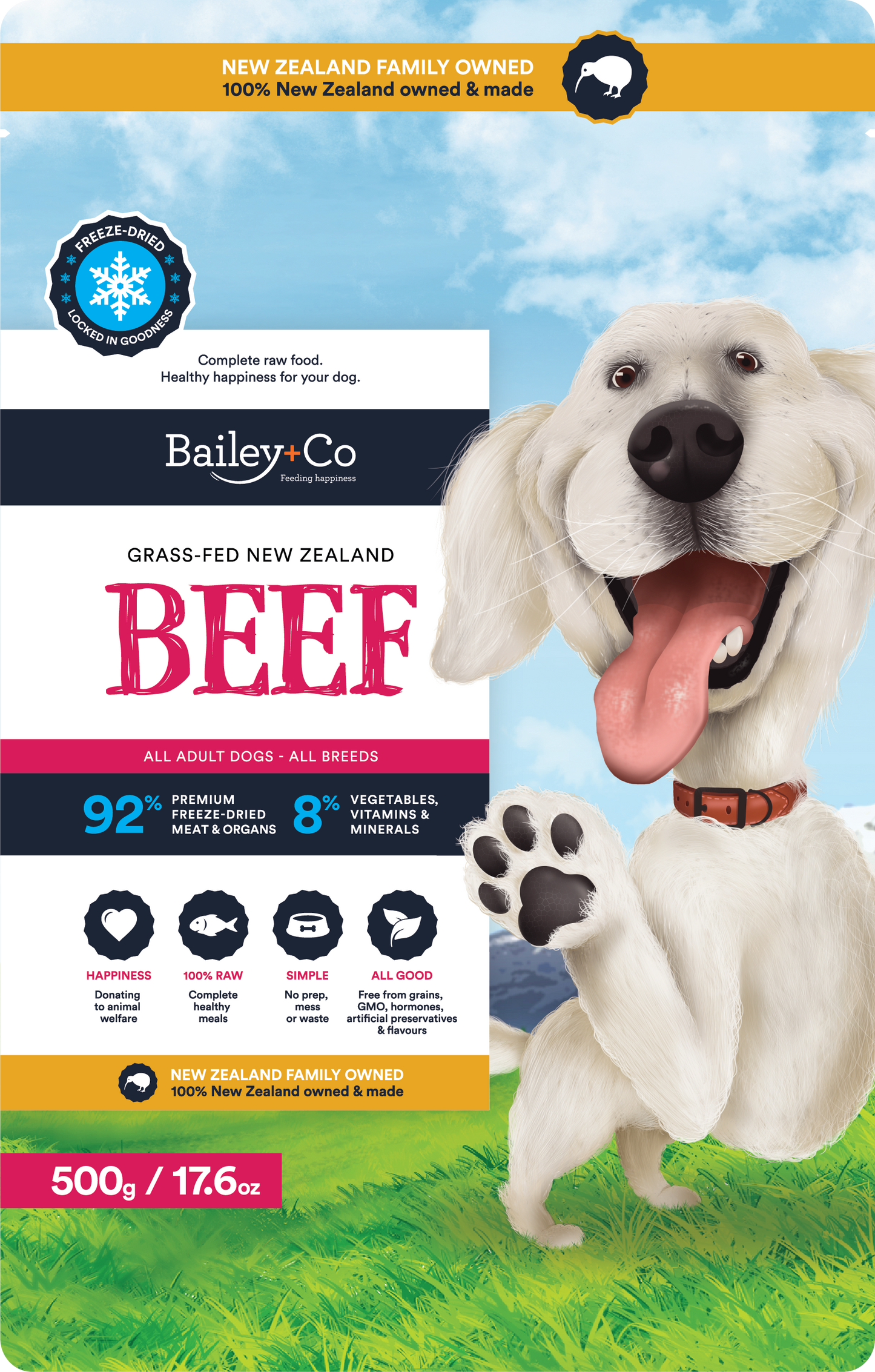 Bailey & Co New Zealand Grass-Fed Beef for Dogs 500g / 1.2kg