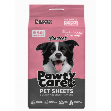 Pawty Care Charcoal Pet Sheets Medium 50pcs (45cm X 60cm) - *2 for the Price of 1*