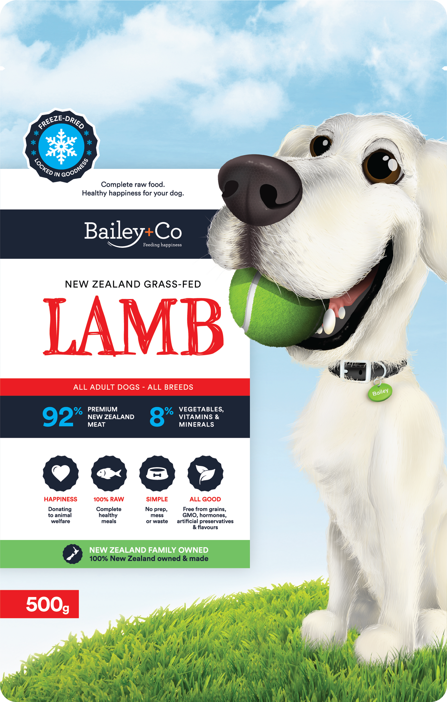 Bailey & Co New Zealand Grass-Fed Lamb for Dogs 500g / 1.2kg