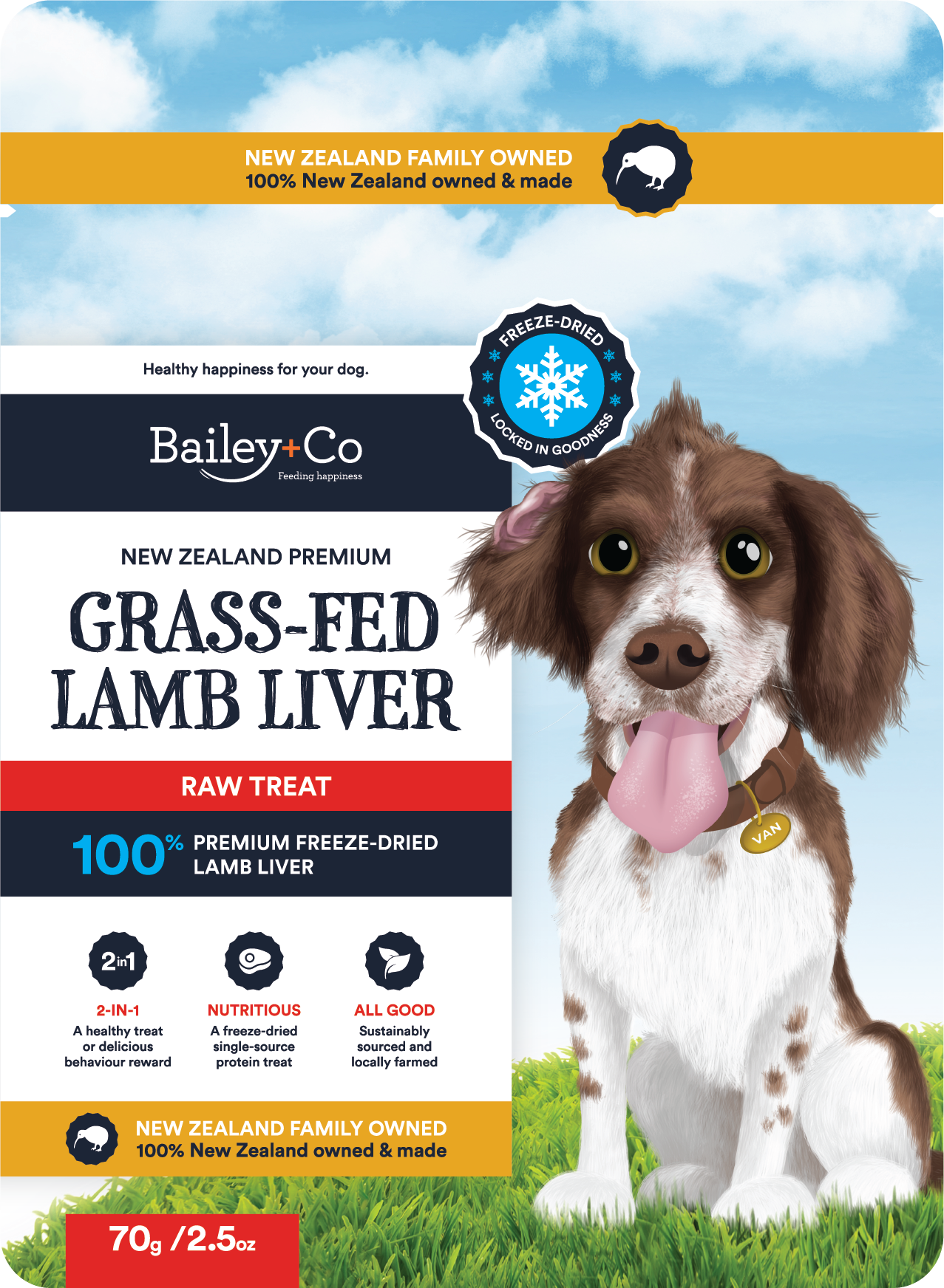 Bailey & Co New Zealand Premium Grass Fed Lamb Liver Treat for Dogs 70g