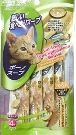 Pet Village Cat Treat Tuna with Salmon Mousse (Hairball Control) 14g x 4