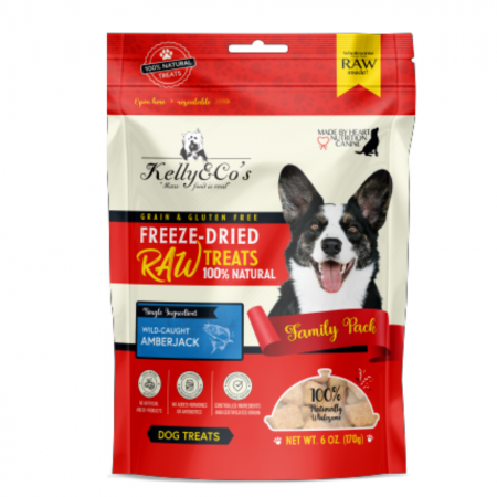 Kelly & Co's Single Ingredient Freeze-Dried Raw Amberjack Treats for Cats & Dogs 170g