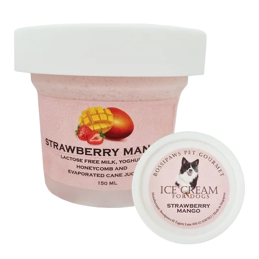 BossiPaws Ice-cream Strawberry and Mango Frozen Dog Treat 200ml