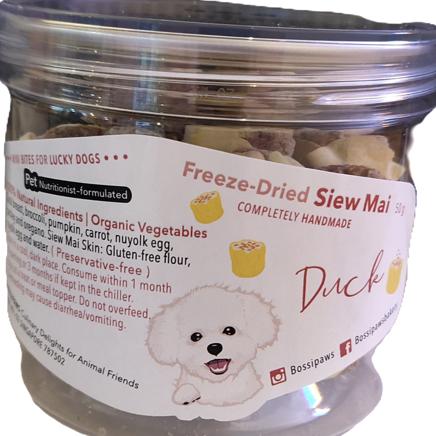 BossiPaws Freeze-Dried Dim Sum Siew Mai Duck Grain-Free Dog Treats 50g